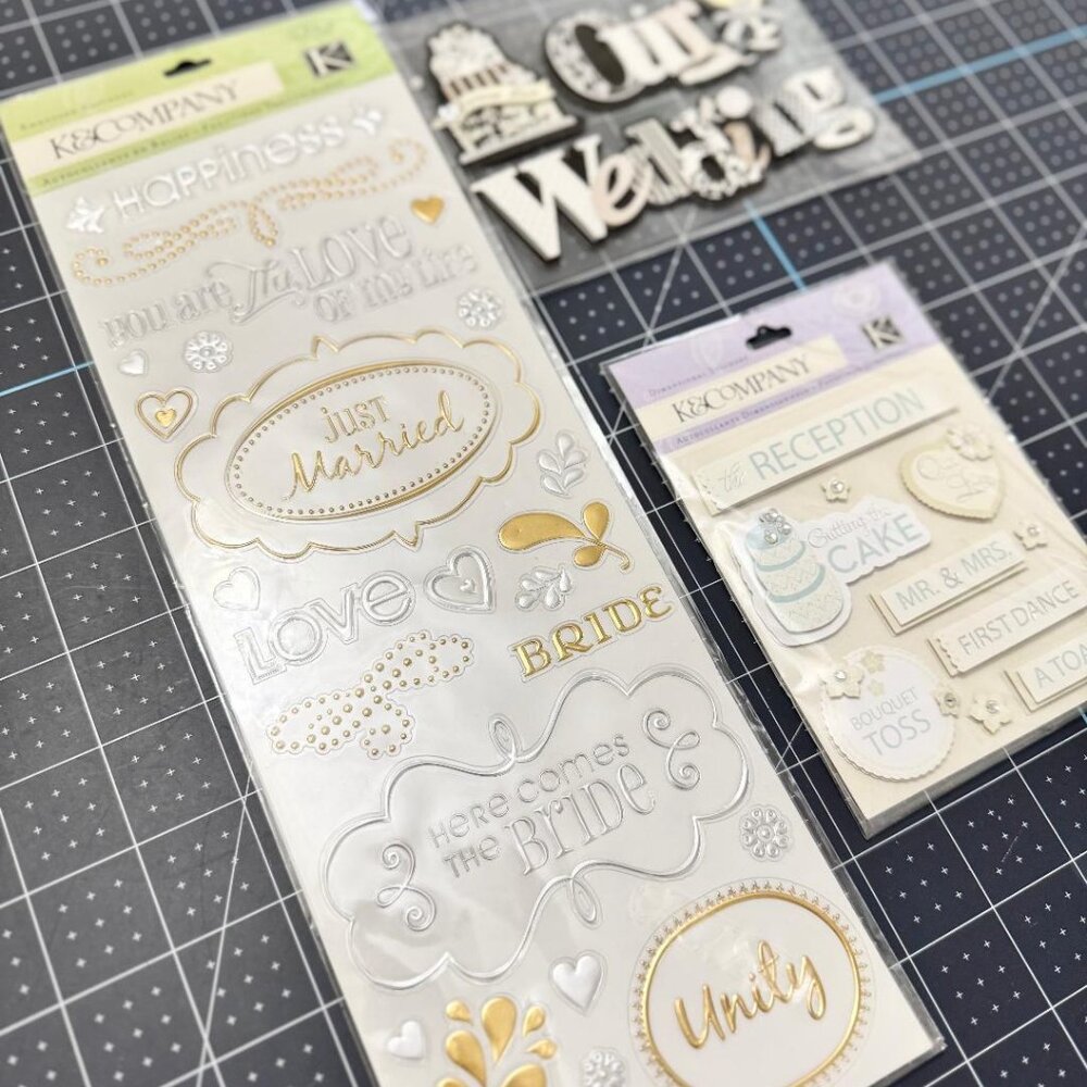 Lot of 3 Wedding Themed 3D Scrapbook Embellishment Stickers by K&Company